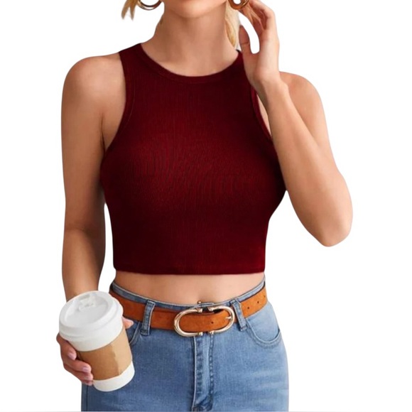 Aeropostale Tops - Aeropostale Casual Solid Red High Neck Pullover Sleeveless Cropped Tank Top